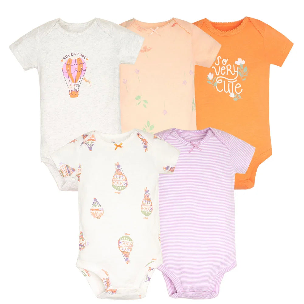 5-Pack Cotton Baby Bodysuits – Adorable Cartoon Styles for Newborns & Infants