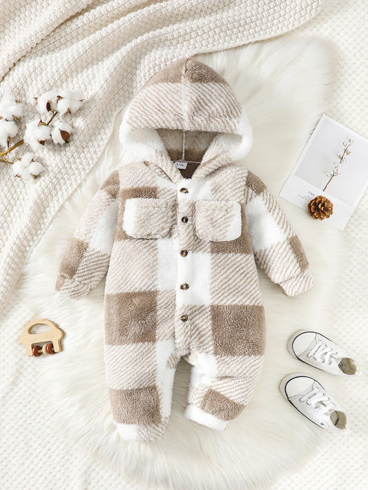 Long-Sleeve Plush Winter Jumpsuit for 3-24 Months